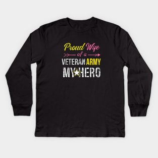 Proud Wife Of A Us Veteran Army Kids Long Sleeve T-Shirt